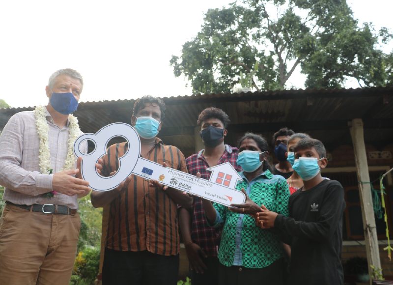 The European Union hands over new homes under the ‘Homes not Houses’ Project implemented by Habitat for Humanity Sri Lanka and World Vision Lanka.